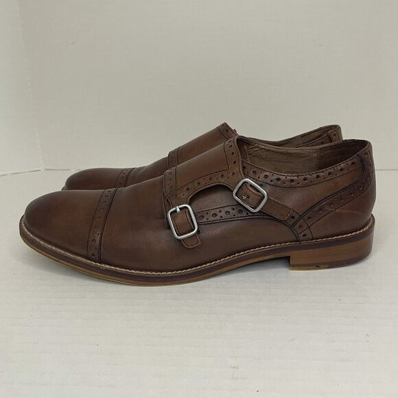 Johnston & Murphy Dress Shoes Men 9.5 M Brown Leather Double Monk Strap Cap Toe - Picture 2 of 15